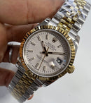Rolex DateJust 41/36mm Aço/Dourado Mostrador Bran. Luneta Canelada