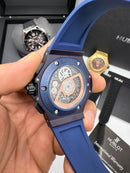 Hublot Big Bang 20th Anniversary King Aço/OxBlue 43mm, Mostrador Azul