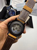 Panerai Luminor Marina GMT 44 mm Aço/OxBlack Mostrador Preto
