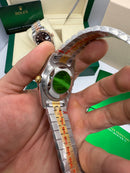 Rolex Date-Just 41mm/36mm/31mm Aço/Dourado, Mostrador Preto, Luneta Canelada