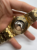 Audemars Piguet Royal Oak 41mm Dourado Mostrador Azul Bezel e Pulseira em aço