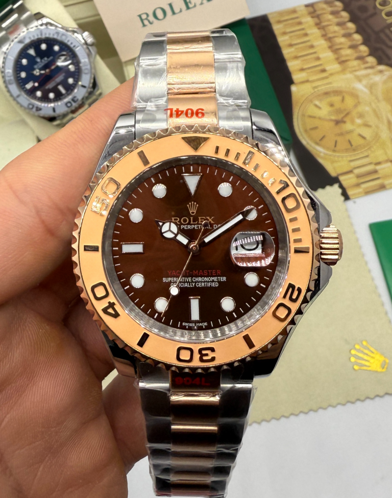 Rolex Yacth-Master 40mm Aço e Rose Mostrador Marrom