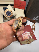 Patek Philippe Nautilus Fases da Lua 40mm, Aço/Rose, Mostrador Prata