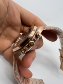 Audemars Piguet R.O. Dourado Mostrador Preto Bezel Rose Pulseira Rose
