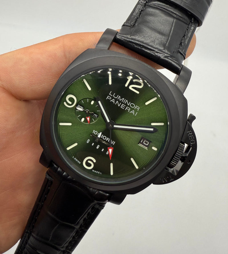 Panerai Luminor Marina 10 Giorni GMT 44 mm Aço Mostrador Verde