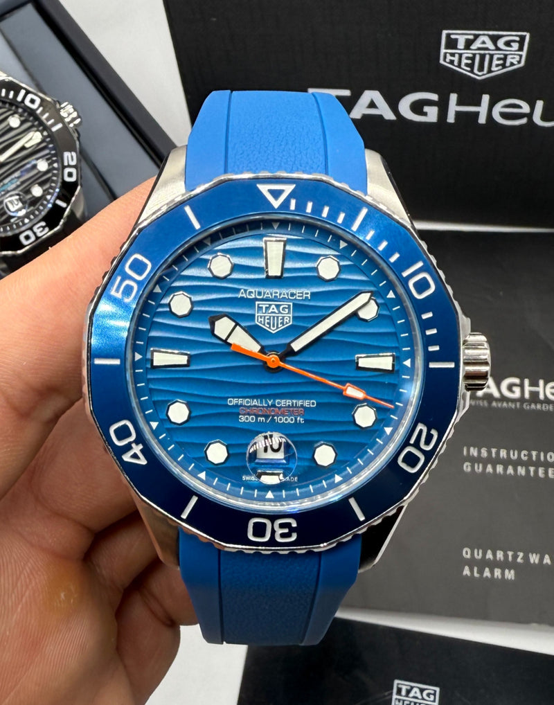 TAG Heuer Aquarecer 300, 43mm, Aço, Pulseira Borracha