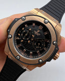 Hublot King Power 48mm - Rosè - Mostrador Preto - Puls. Borracha