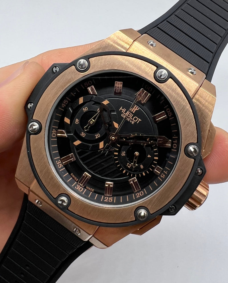 Hublot King Power 48mm - Rosè - Mostrador Preto - Puls. Borracha