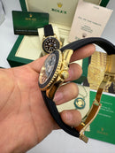 Rolex Yacth-Master 42mm Aço Dourado, Mostrador Preto Luneta Preta