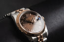 Rolex Datejust 31mm/36mm Aço/Rosé Mostrador Marrom Luneta Canelada