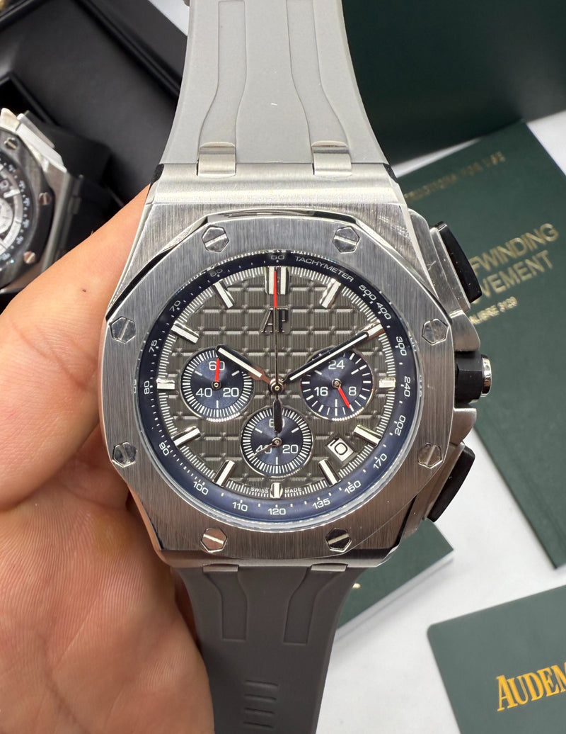 Audemars Piguet Royal Oak Offshore 44mm Mostrador Cinza Bezel Aço