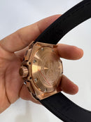 Hublot King Power 48mm Aço/Rose, Mostrador Preto Esqueleto
