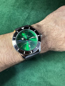 Breitling Superocean Aço 44mm Mostrador Verde Bisel Preto Pulseira Borracha