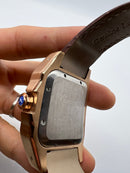 Cartier Santos 41mm/36mm - Aço/Rose - Mostrador Branco - Puls. Couro
