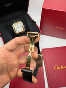 Cartier Santos 40mm - Aço/Dourado Mostrador Branco - Pulseira Borracha