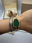 Bvlgari Serpenti Tubogas 01 Volta 35mm Aço/Dourado Mostrador Verde - Cravejado