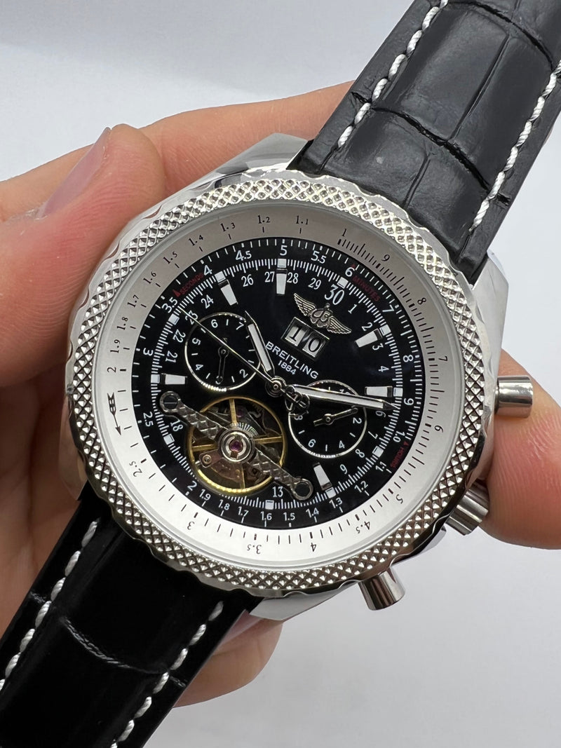 Breitling for Bentley Motors Turbilhão Aço 45mm Pulseira Couro