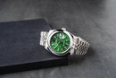 Rolex Datejust 36mm Aço Mostrador Verde-Folhas Luneta Abaulada