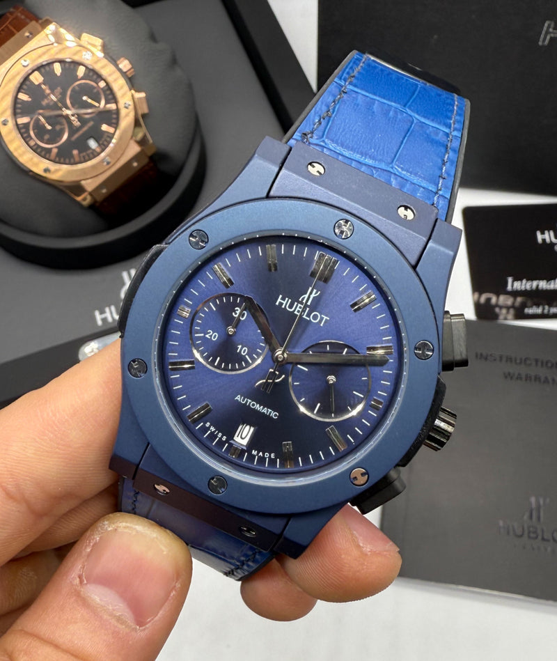 Hublot Vendome Classic Chrono 45mm Aço/OxBlue Mostrador Azul