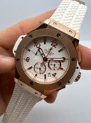 Hublot Big Bang 44mm Aço/Rose Mostrador Branco