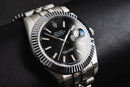 Rolex Datejust 41/36mm Aço Mostrador Preto, Luneta Canelada