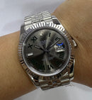 Rolex Date-Just 41mm Aço Mostrador Cinza Luneta Canelada