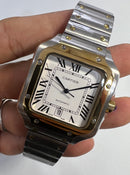 Cartier Santos 40mm - Aço/Dourado Mostrador Branco - Pulseira Aço