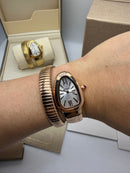 Bvlgari Serpenti Tubogas 01 Volta 35mm Aço/Rosé Mostrador Branco