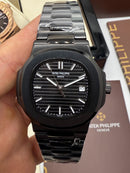 Patek Philippe Nautilus 39mm Aço/OxBlack, Mostrador Preto