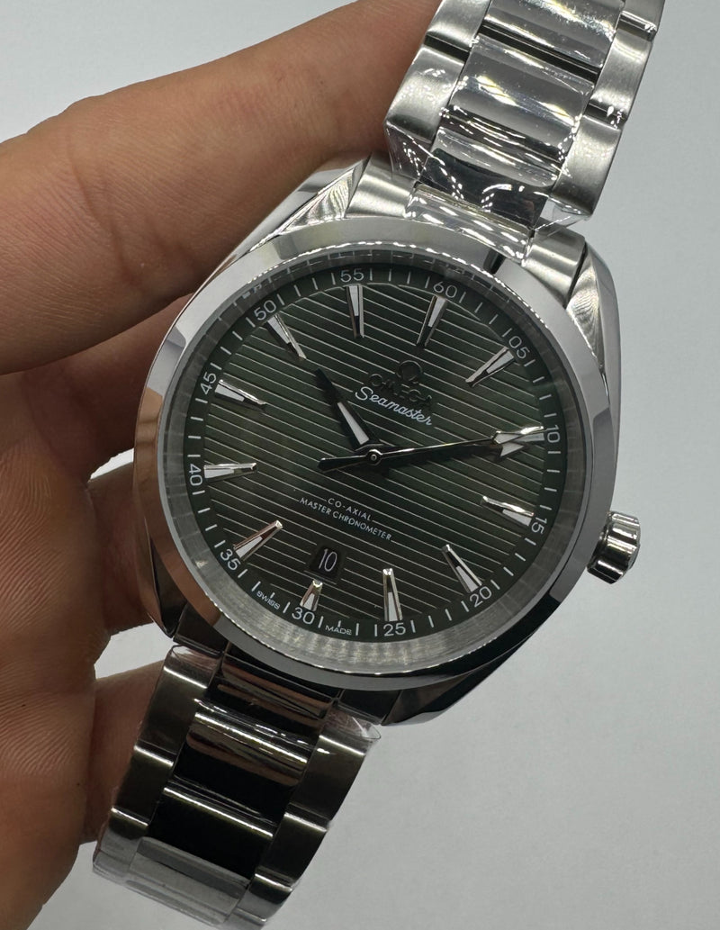 Omega Aquaterra 41,5mm Aço Mostrador Verde Luneta Lisa