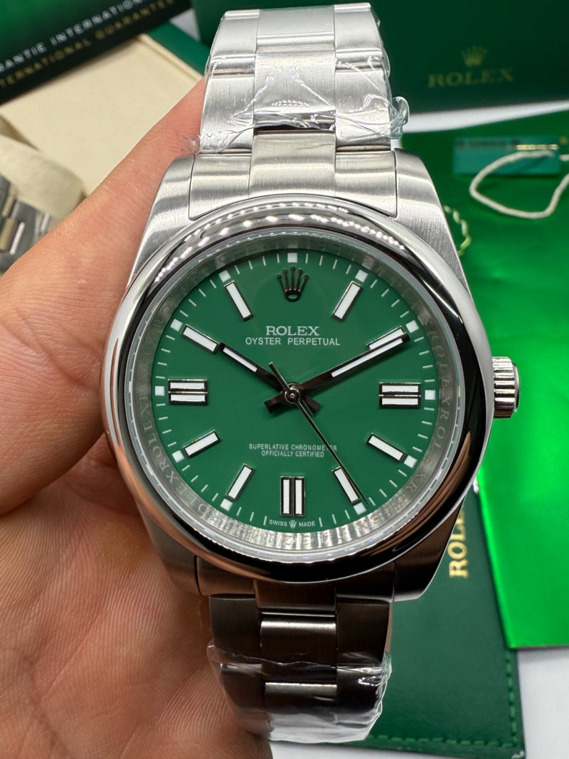 Rolex Oyster Perpetual 36mm/41mm Aço Mostrador Verde