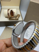 Bvlgari Serpenti Tubogas 01 Volta 35mm Aço/Dourado Mostrador Cinza - Cravejado