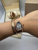 Bvlgari Serpenti Tubogas 01 Volta 35mm Aço/Rose Mostrador Cinza - Cravejado