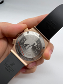 Hublot Classic Chrono 45mm Rosé Mostrador Preto Pulseira Borracha