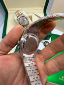 Rolex Date-Just 36mm/41mm, Aço, Mostrador Verde, Luneta Canelada