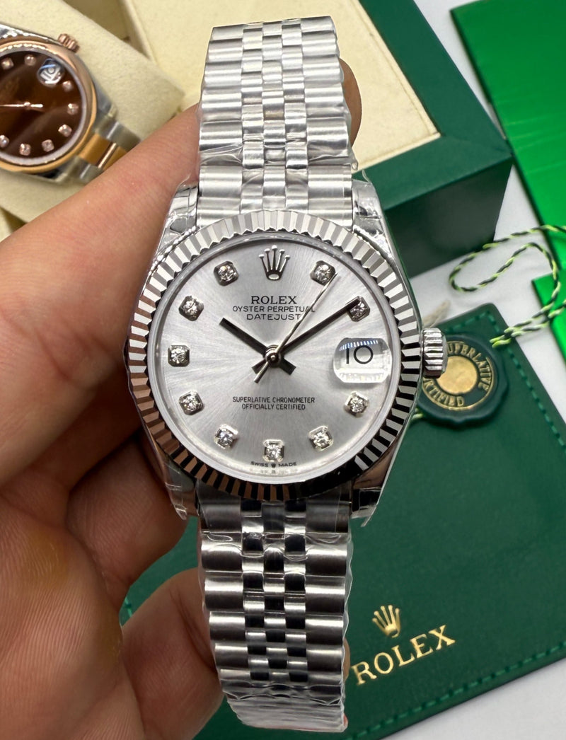 Rolex Datejust 36mm/31mm Aço - Mostrador Prata - Puls. Jubilee - CLONE