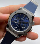 Hublot Classic Chrono 45mm Aço Mostrador Azul Bisel Aço - Puls. Borracha