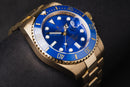 Rolex Submariner Date 41mm Dourado Mostrador Azul Luneta Azul
