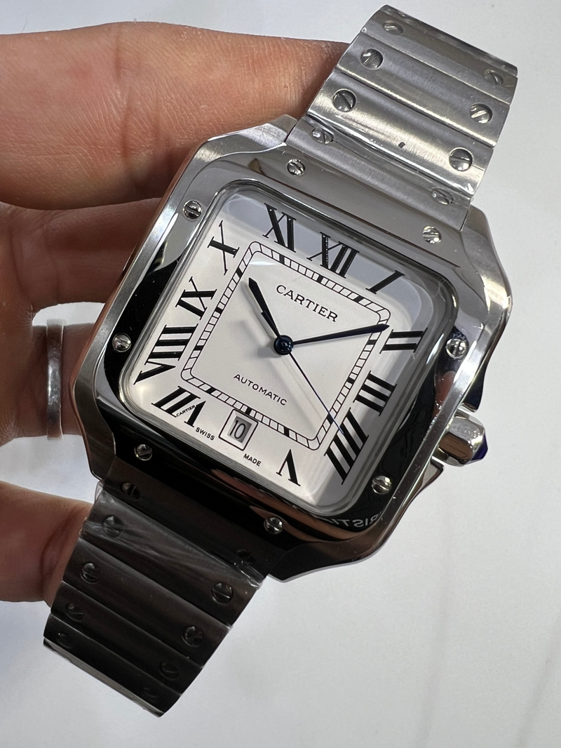 Cartier Santos 40mm - Aço Mostrador Branco - Pulseira Aço