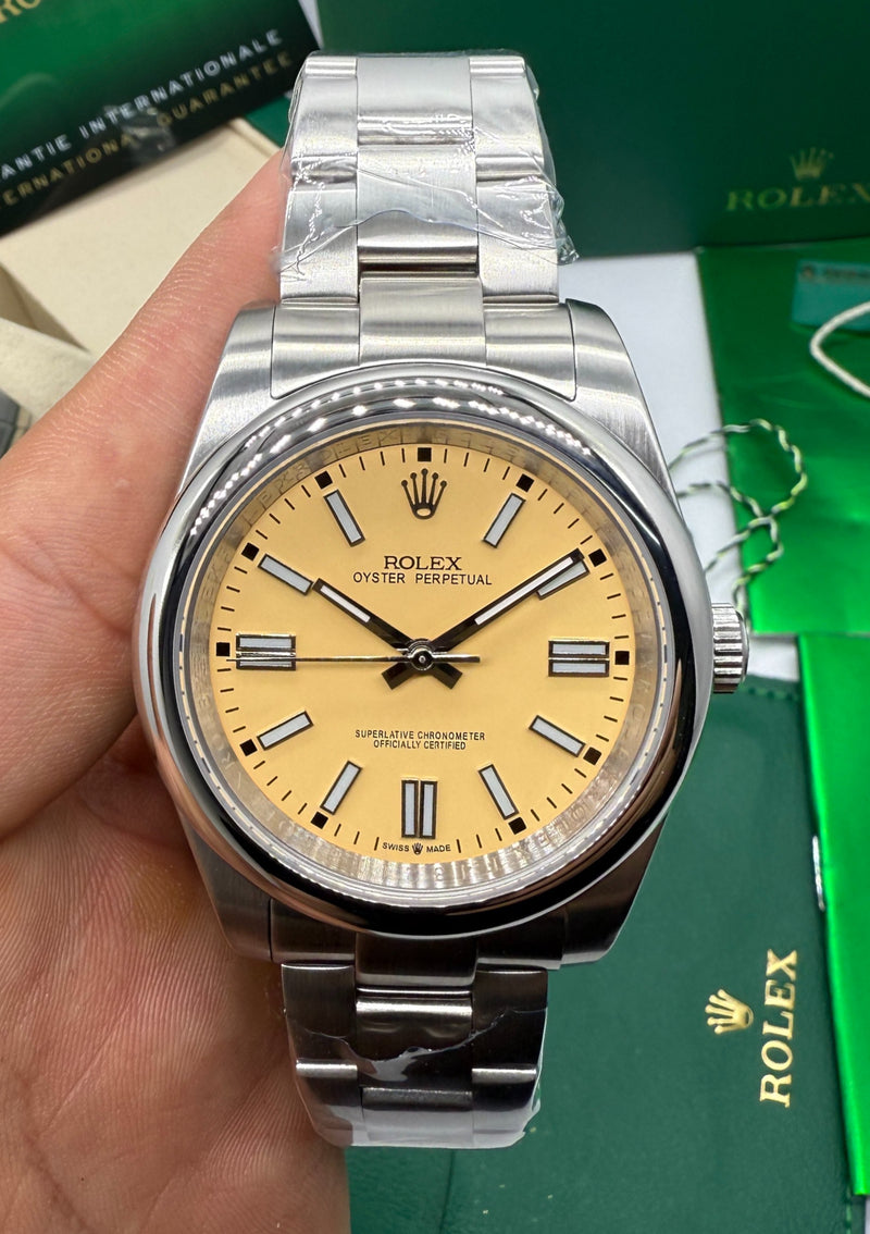 Rolex Oyster Perpetual 36mm/41mm Aço Mostrador Amarelo