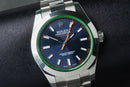 Rolex Milgauss 40mm Aço Mostrador Azul Luneta Lisa Pulseira Oyster