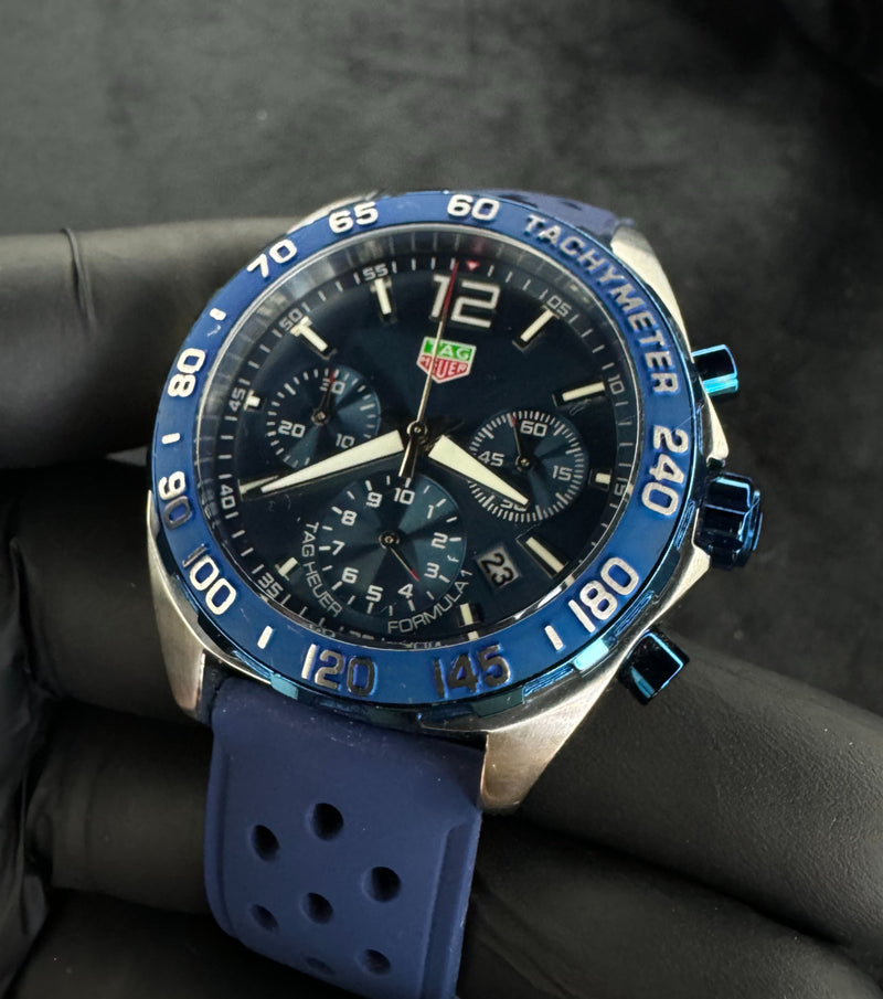 Tag Heuer F1 Cronometro 42mm Aço Mostrador Azul Luneta Azul
