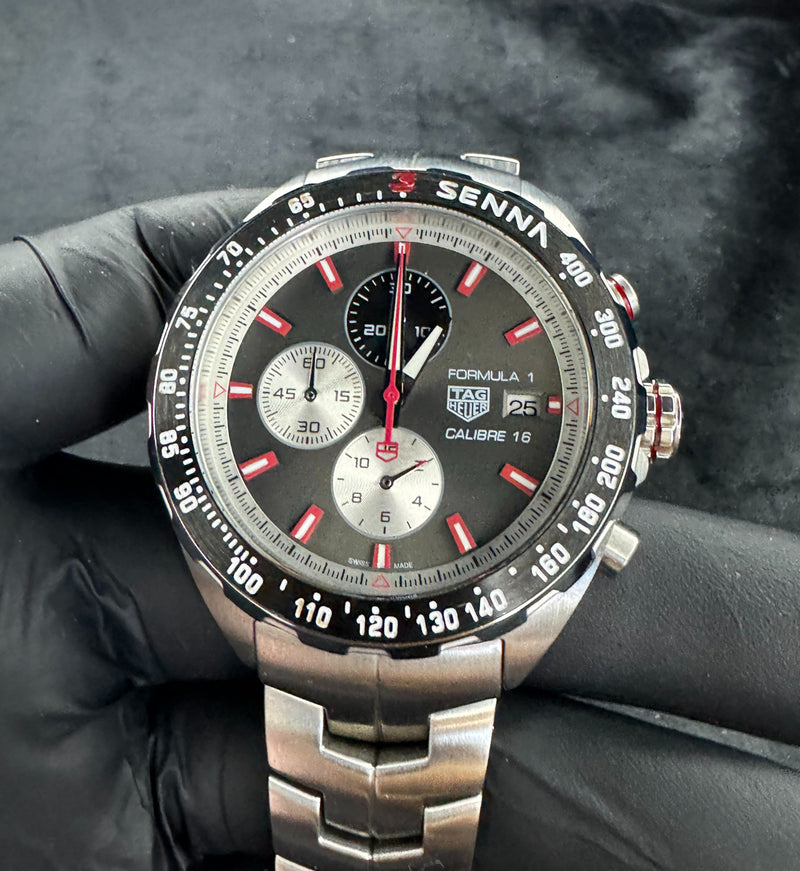 Tag Heuer F1 SENNA Calibre 16, 43mm Aço, Mostrador Cinza Bezel, Fixo