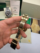 Rolex Daytona 40mm Todo Aço Dourado Mostrador Verde Pulseira Aço