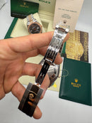 Rolex Date-Just 31mm/36mm Aço/Rose, Mostrador Marrom, Luneta Canelada