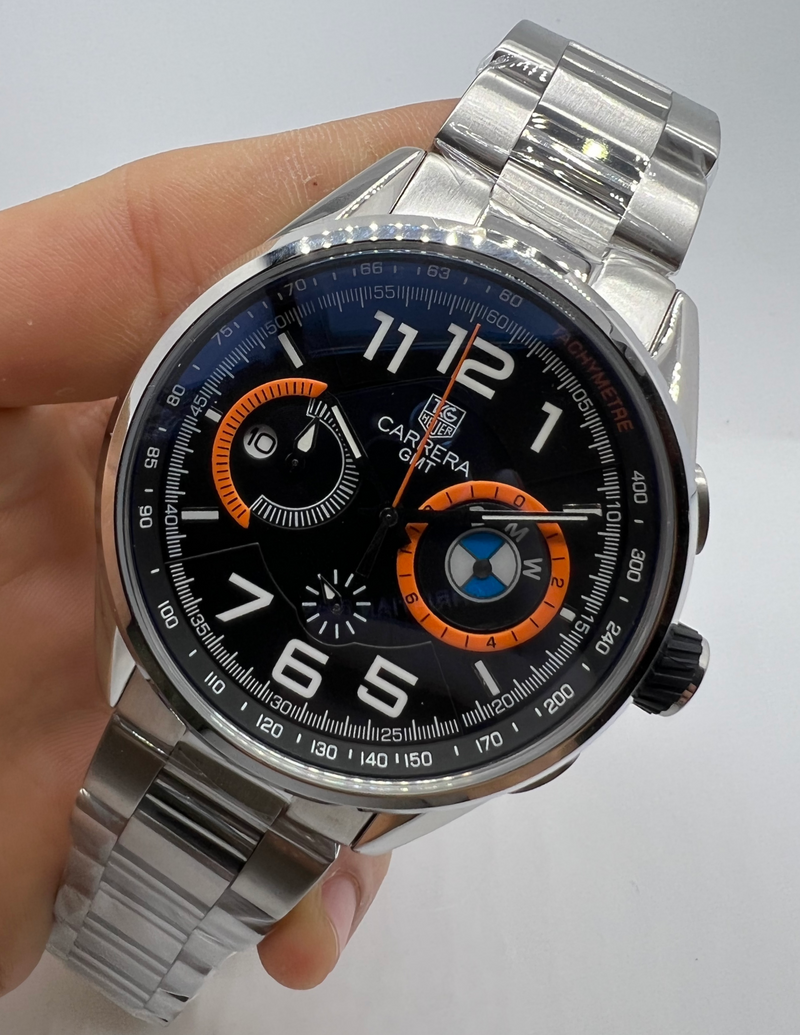 TAG Heuer Carrera BMW Aço 43mm Mostrador Preto
