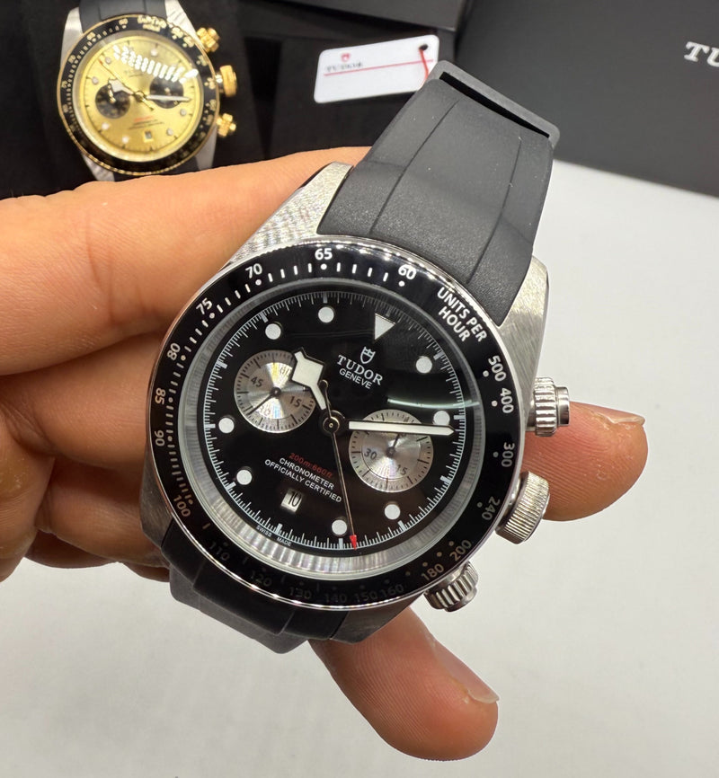 Tudor Black Bay Chrono Aço 41mm, Mostrador Preto - Borracha