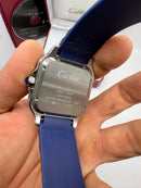 Cartier Santos 40mm - Aço Mostrador Azul - Pulseira Borracha