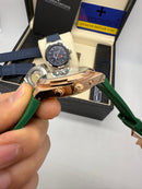 Vacheron Constantin Overseas Dual Time Aço/Rose 41mm, Mostrador Verde