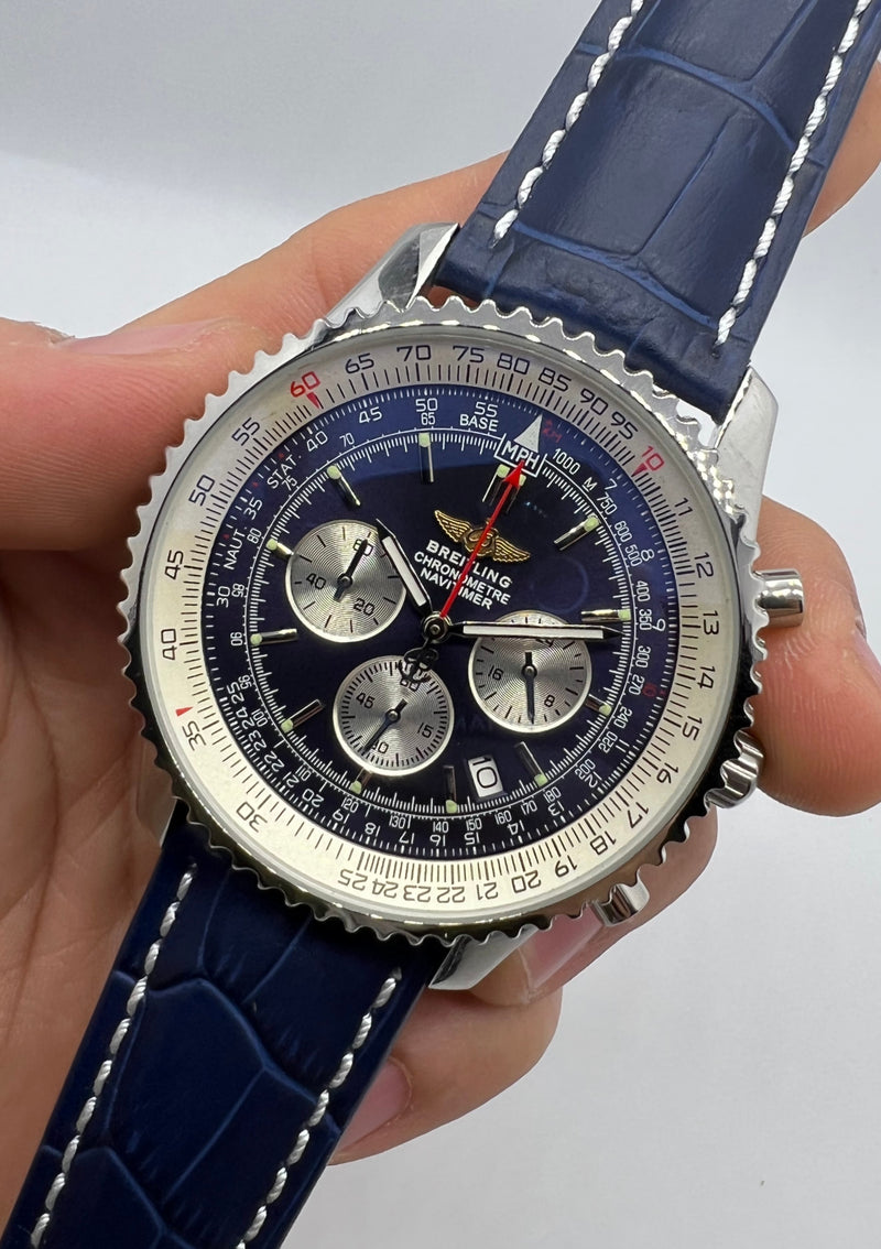 Breitling Navitimer Crono 42mm Aço Pulseira Couro